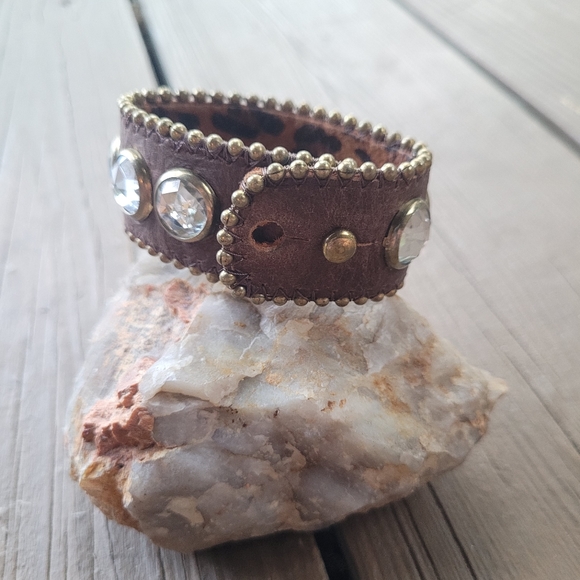 Betsy Johnson Jeweled Leather Cuff - Picture 2 of 6
